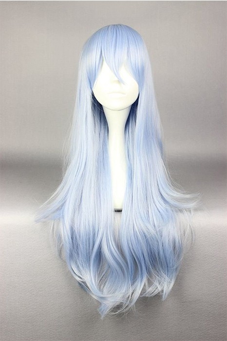 Kantai Sammlung Hibiki 80cm Hellblaue Wellenförmige Cosplay Perücke CW00563