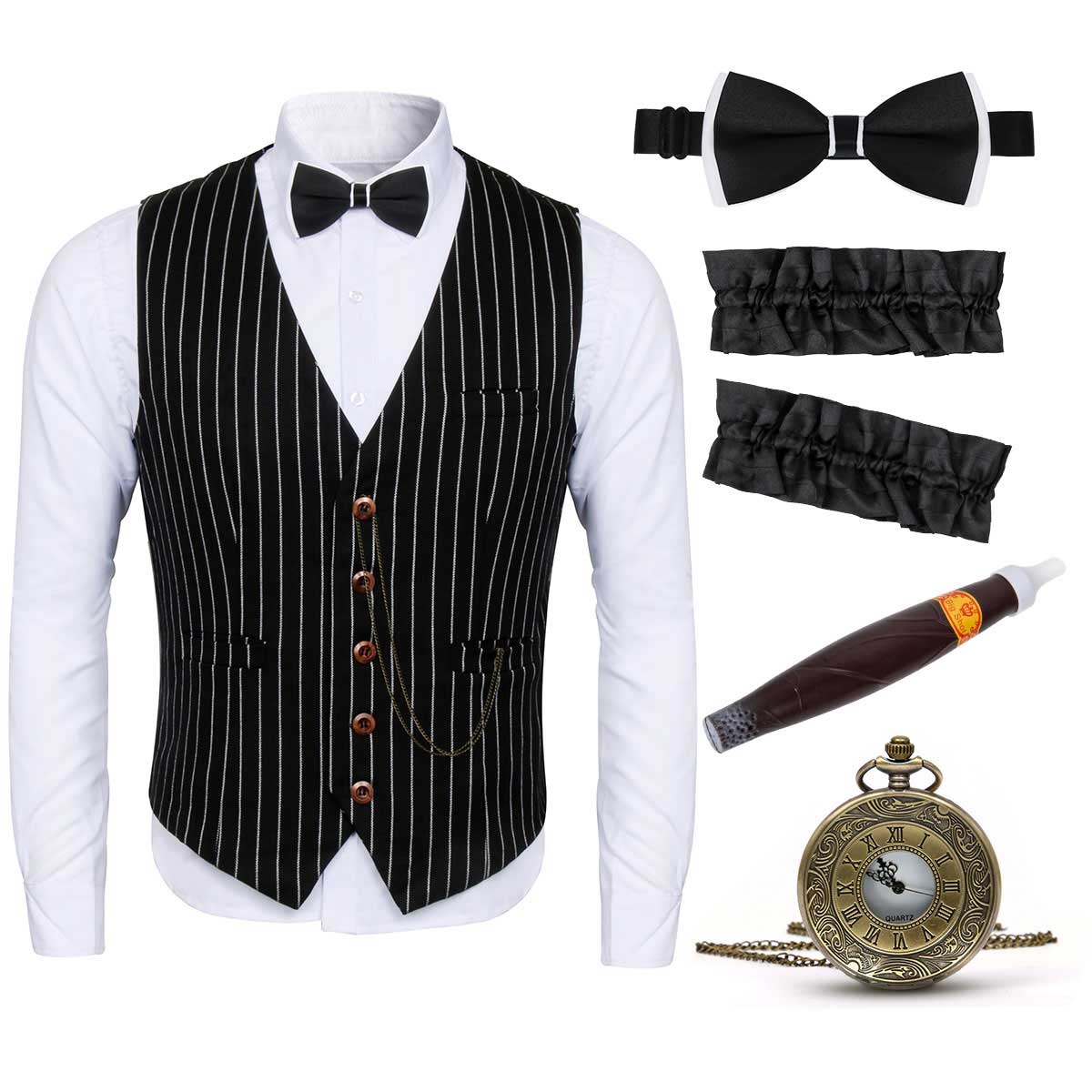 Herren Gangster Halloween Cosplay Kostüm 1920er Jahre GATSBY Party Outfits