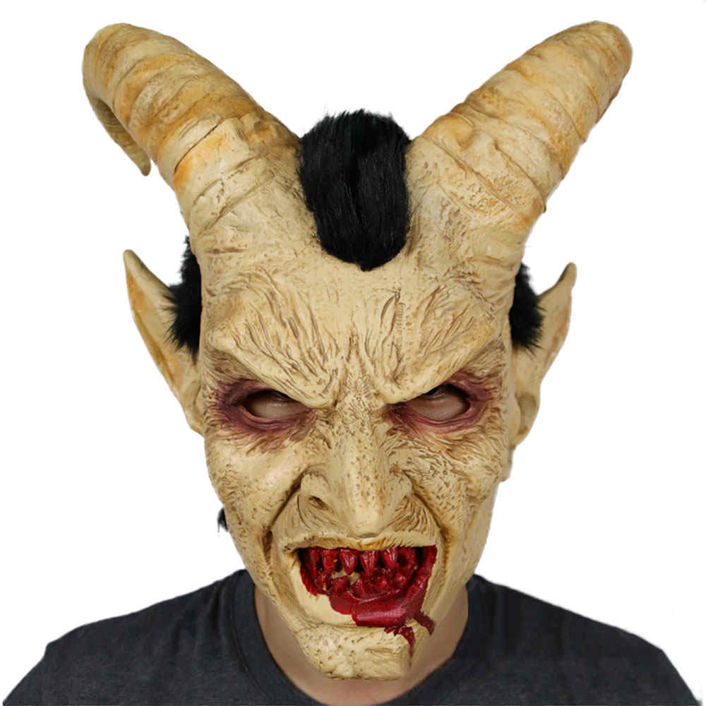 Lucifer Horn Latex Masken Halloween Masque Kostüm Furchtsame Demon Devil props-Takerlama
