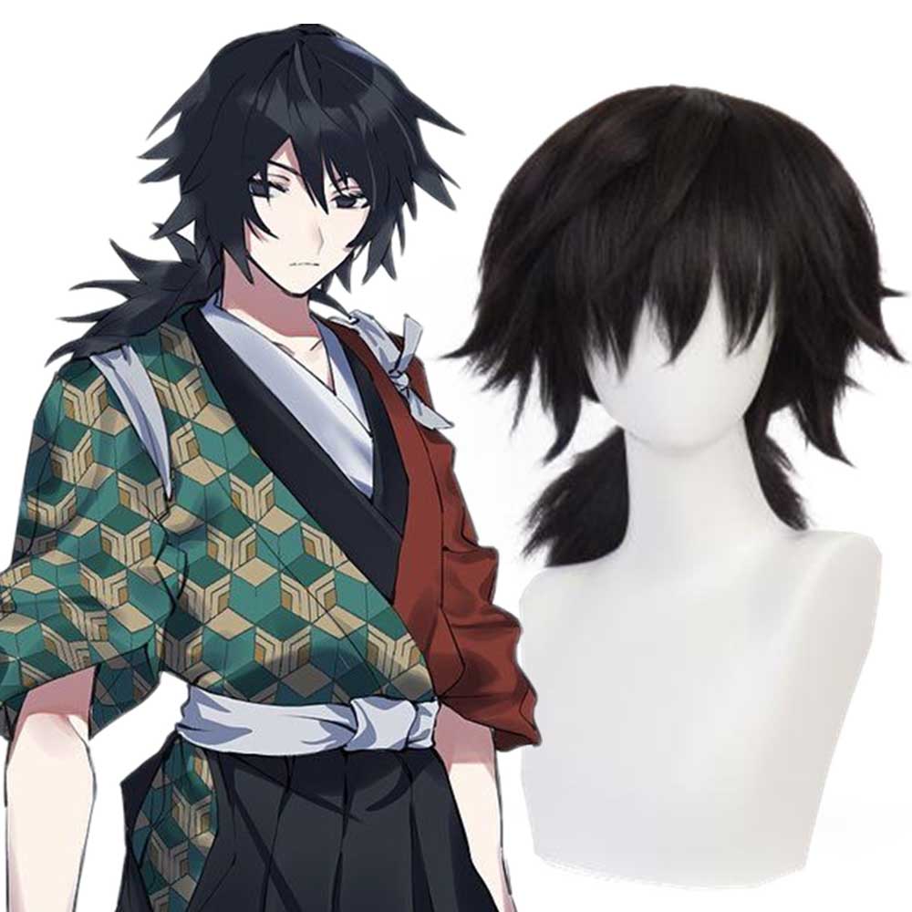 Giyuu Tomioka Black Cosplay perücke Anime Demon Slayer: Kimetsu Nein Yaiba Haar -Takerlama