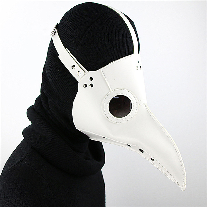 Cospaly Dr. Beulenpest Steampunk pLAGUE Doctor Mask Weiße pU-Leder Vögel Schnabel Masken H alloween Art Cosplay Karneval-Kostüm