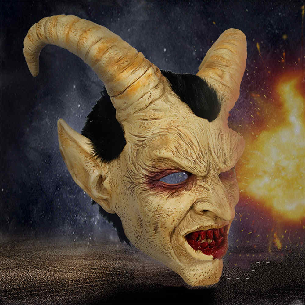 Lucifer Horn Latex Masken Halloween Masque Kostüm Furchtsame Demon Devil props-Takerlama