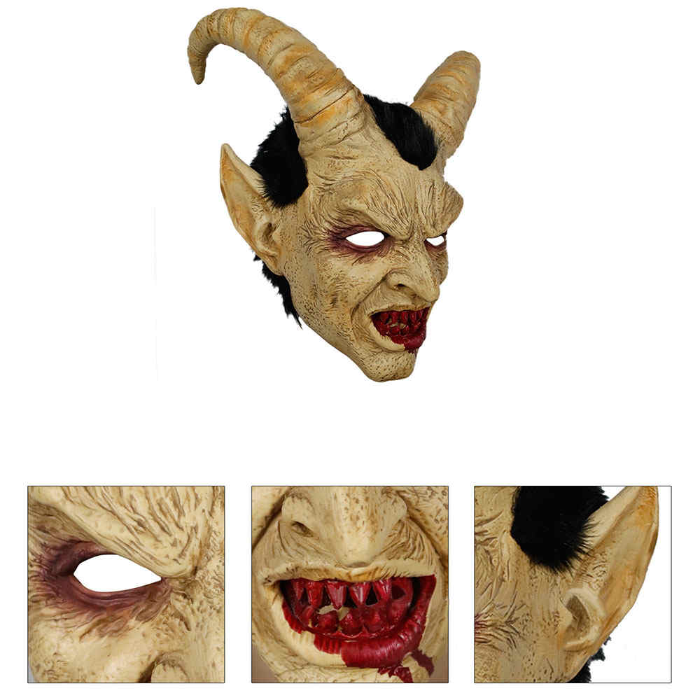 Lucifer Horn Latex Masken Halloween Masque Kostüm Furchtsamer Dämon Devil Requisis-Takerlama