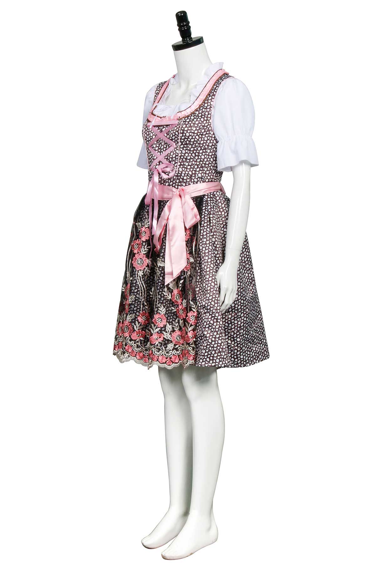 Vintage 80er Jahre Deutsches Oktoberfest Kleid Floral bestickt Dirndl Kleid | Takerlama